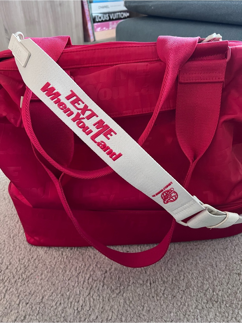 Beis x lonely ghost LIMITED EDITION weekender with 'Text Me When You Land' strap